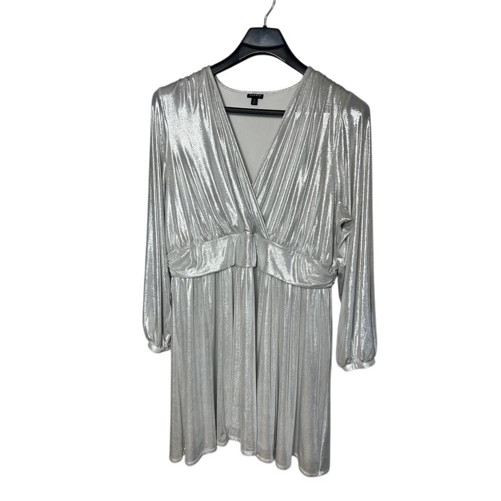Torrid Mini Liquid Knit Surplice Dress Metallic Silver Party Torrid 3 3XL 22-24 - Picture 4 of 11